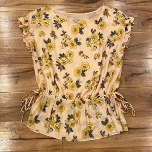 Loft XS Peach Floral Blouse